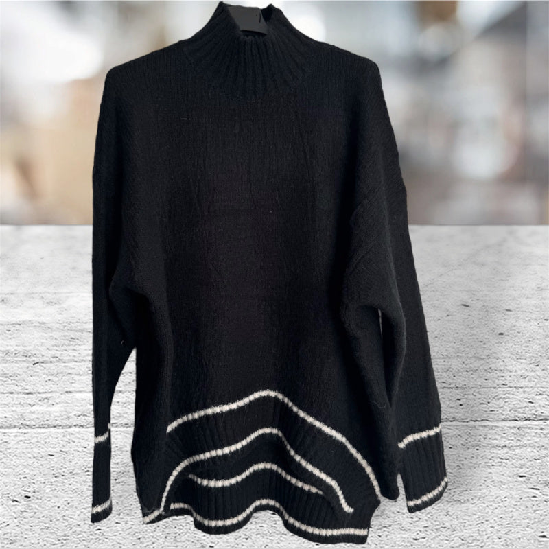 Mockneck Pullover "CURVED LINE"
