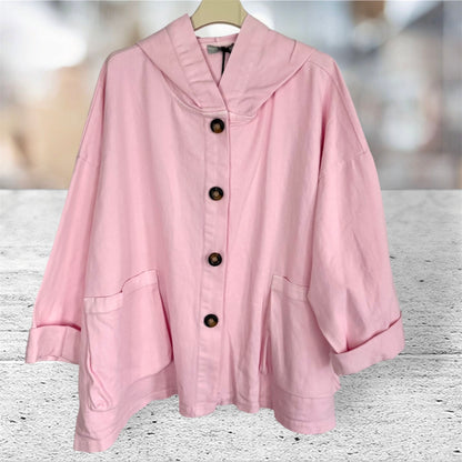 Denim Jacke "HANTEN" in japan. Style, mit Kapuze, rosa