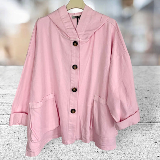 Denim Jacke "HANTEN" in japan. Style, mit Kapuze, rosa