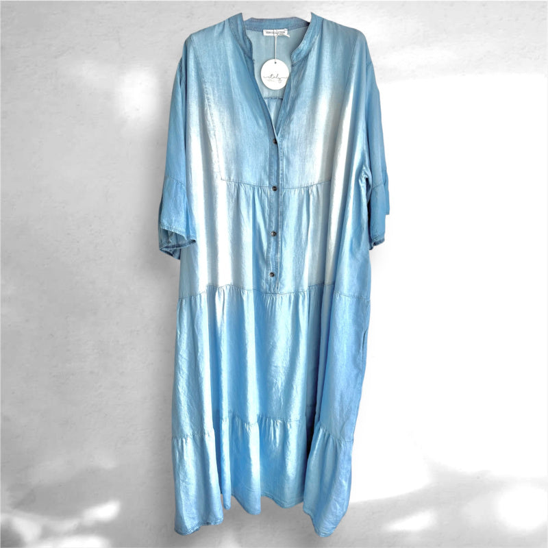 Maxi Stufen Kleid "LIGHT DENIM"