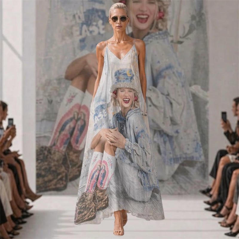 Maxikleid "HAPPY WOMAN", hellblau