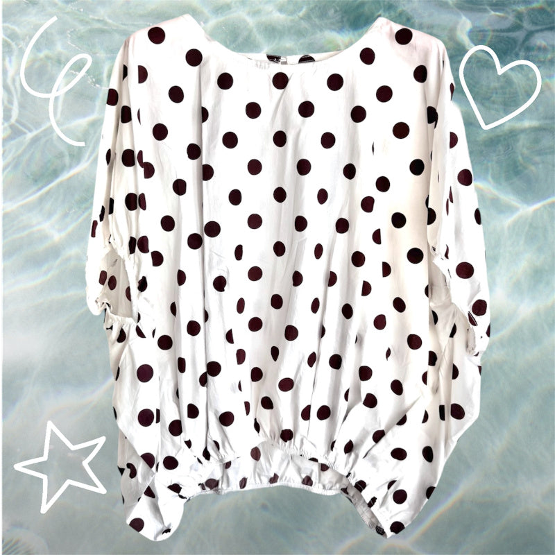 kurzarm Bluse "DANCING DOTS", creme