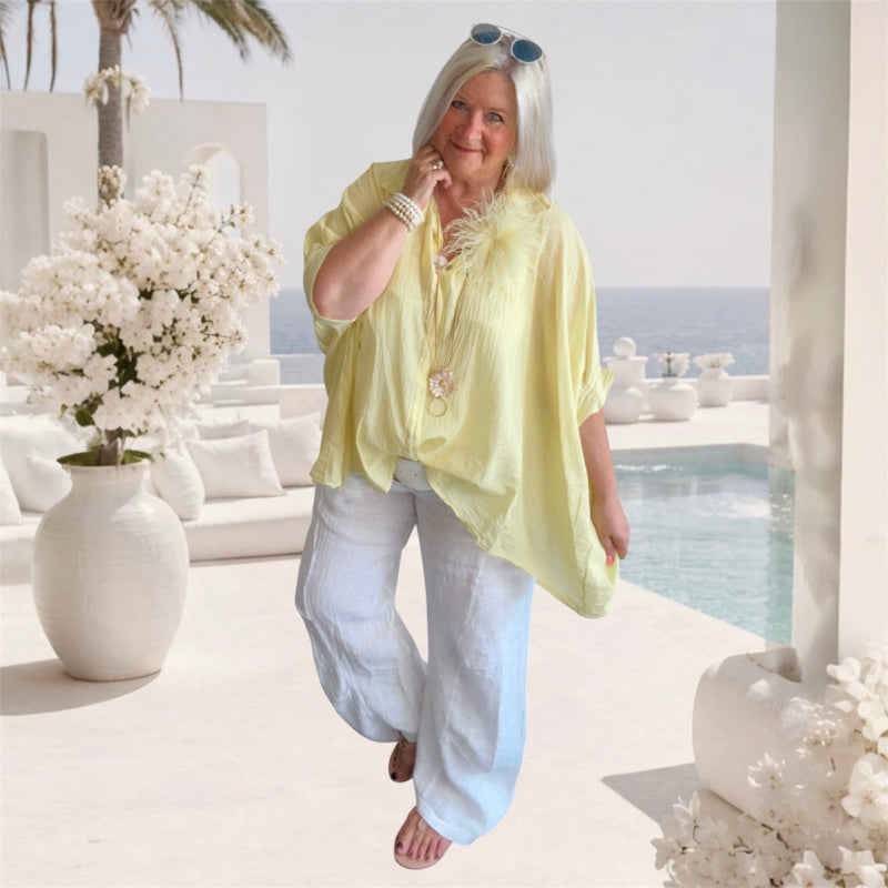 leichte oversized Bluse "MINIMALIST", zitronengelb