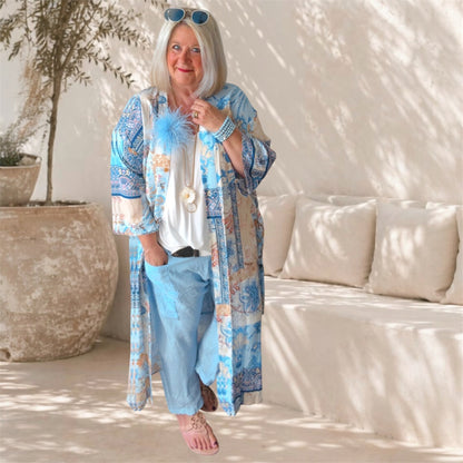 Kimono "POETRY" 3/4-Ärmel, blau