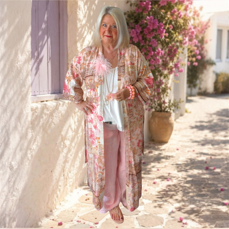 Kimono "POETRY" 3/4-Ärmel, rosa