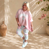 kurzarm Sweater "KINDNESS", light peach