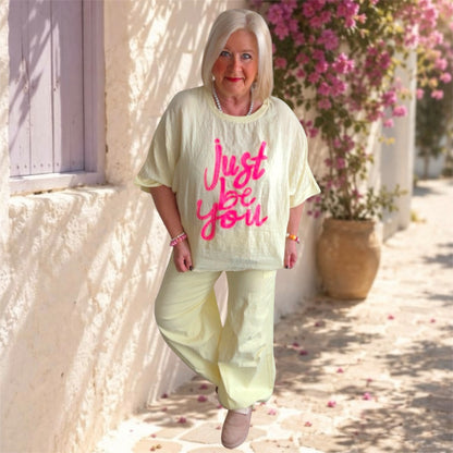 Leinen Shirt "JUST BE YOU", gelb