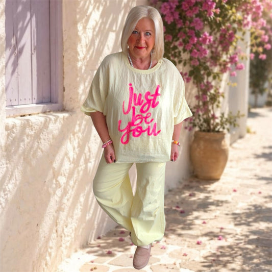 Leinen Shirt "JUST BE YOU", gelb