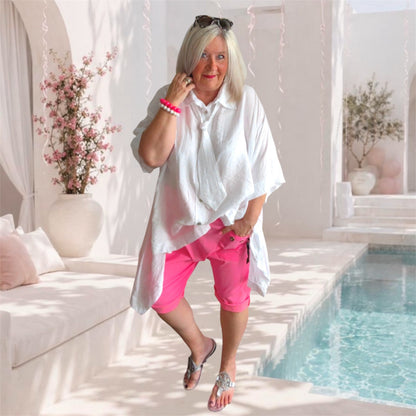 oversized Bluse "BUSINESS" mit Krawatte, weiß
