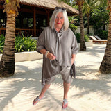 oversized Bluse "BUSINESS" mit Krawatte, taupe