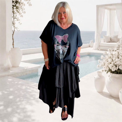 T-Shirt "SKULL" mit Glitzer, schwarz