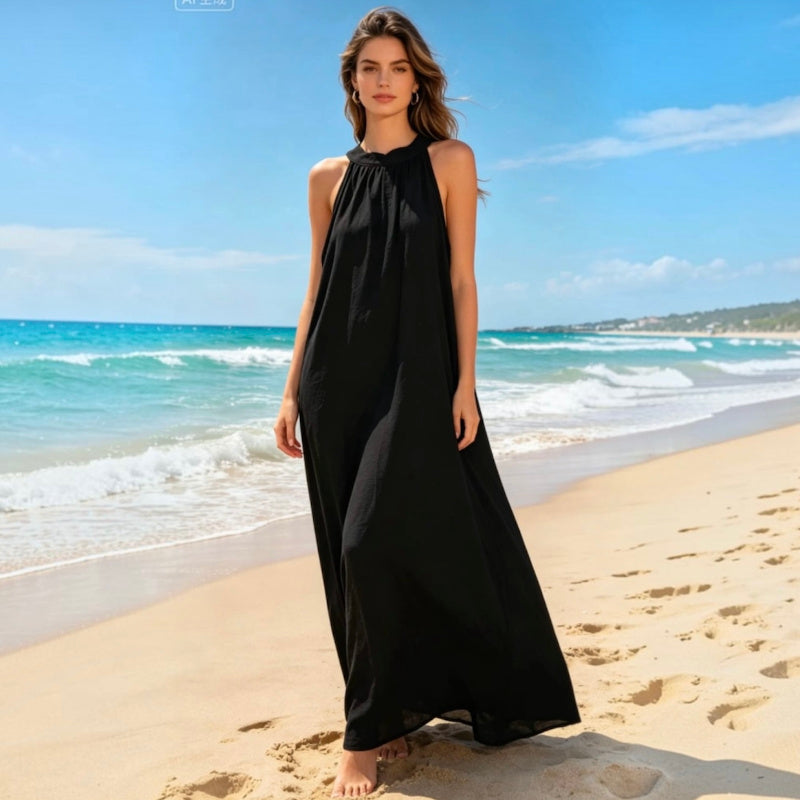 Neckholder Maxi Kleid "LEILA", schwarz
