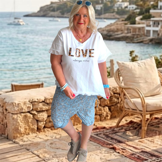 T-Shirt "LOVE" mit Glitzer, weiß
