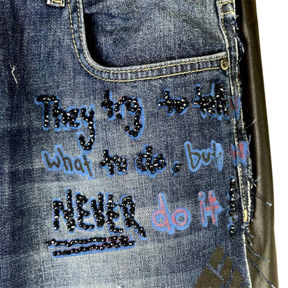 ROSE Jeans "SKULL" mit Strass und Ketten