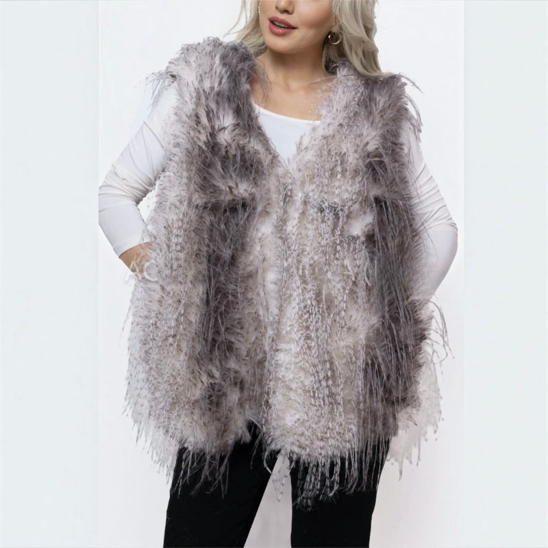 ROSE Fellweste "LUXURY FAKE FUR", grey