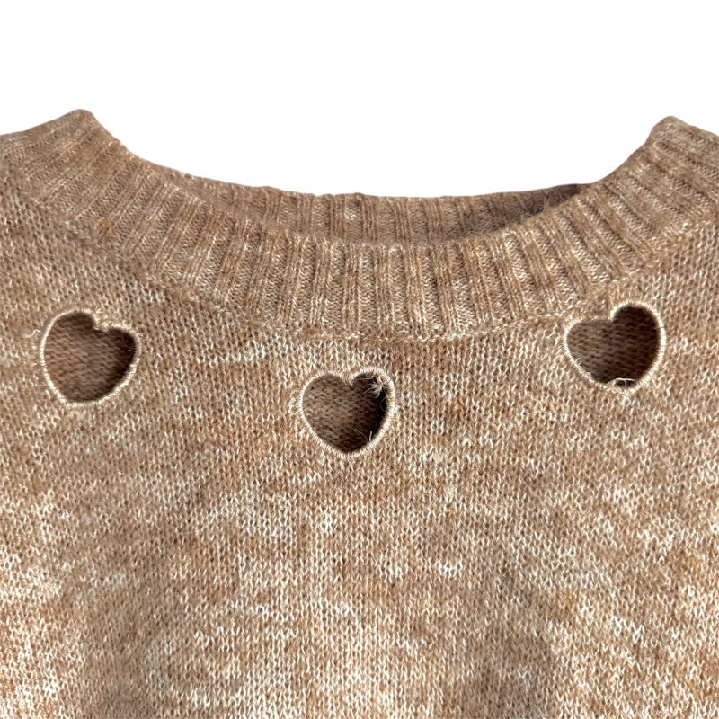 Pullover "HEARTS CUTOUTS", camel