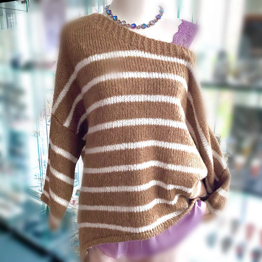 Pulli Gestreift Baun