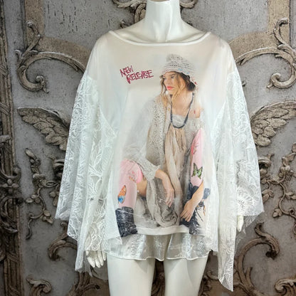 Gypsy Tunika Shirt "RELEASE", creme/pastell