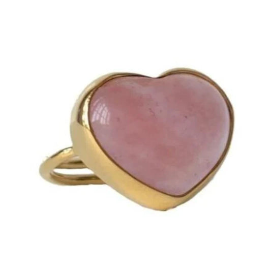 Ring Big Heart Cherry Quartz