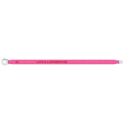 Satin Love Is A Superpower Satin Neon Pink Sttb0149