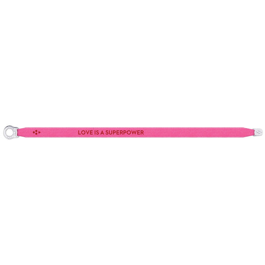 Satin Love Is A Superpower Satin Neon Pink Sttb0149