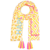 Schal Viskose "mandala & Strass" Happy Gelb