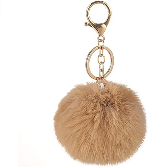 Schlüsselanhänger Bommel Beige