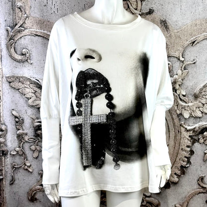 ROSE Shirt "ICON CROSS", weiß/schwarz