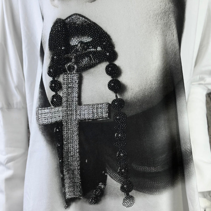 ROSE Shirt "ICON CROSS", weiß/schwarz