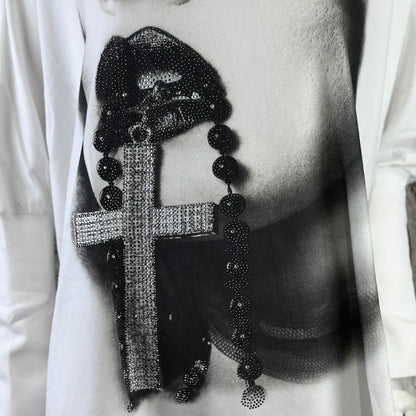 ROSE Shirt "ICON CROSS", weiß/schwarz