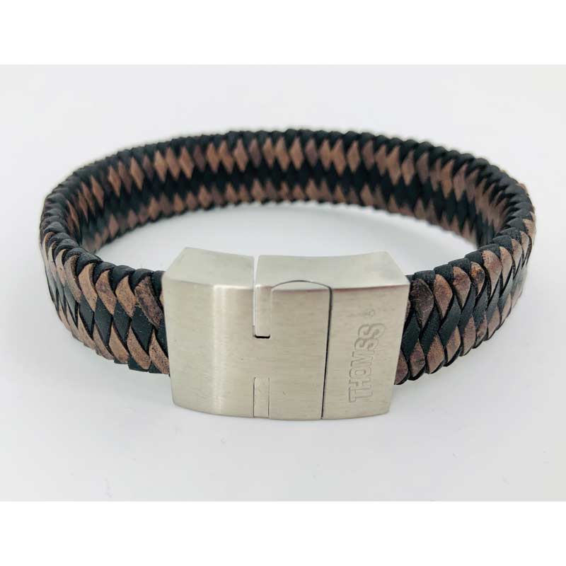 Thomss For Men Lederarmband 2farbig Geflochten Breit 07