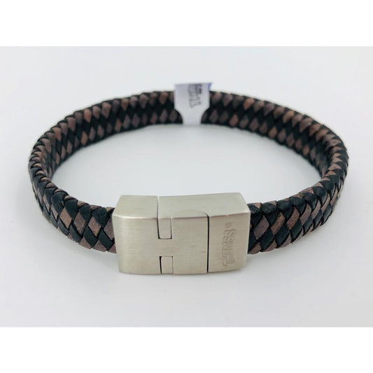 Thomss For Men Lederarmband 2faribig Geflochten Schmal 09