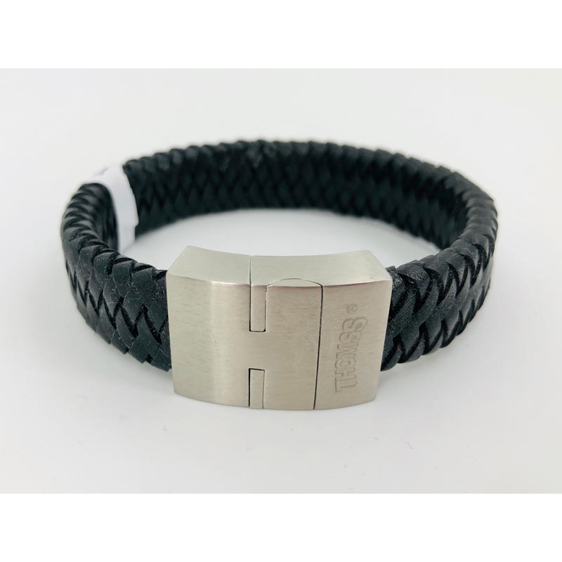 Thomss For Men Lederarmband Black Geflochten Breit 06