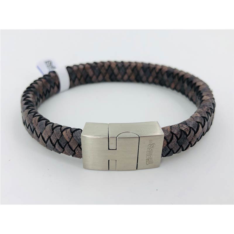 Thomss For Men Lederarmband Brown Geflochten Schmal 10