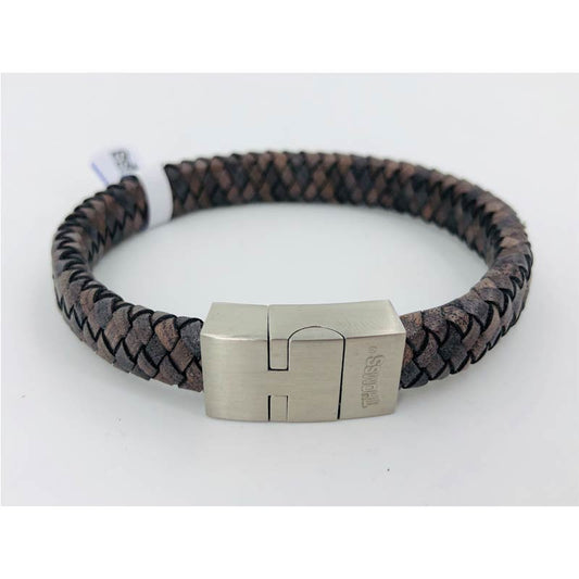 Thomss For Men Lederarmband Brown Geflochten Schmal 10