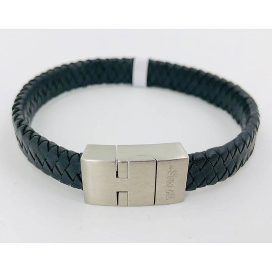 Thomss For Men Lederarmband Dark Grey Geflochten Schmal 11