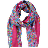 Tuch Flowerpower Pailetten Pink Blau Lila