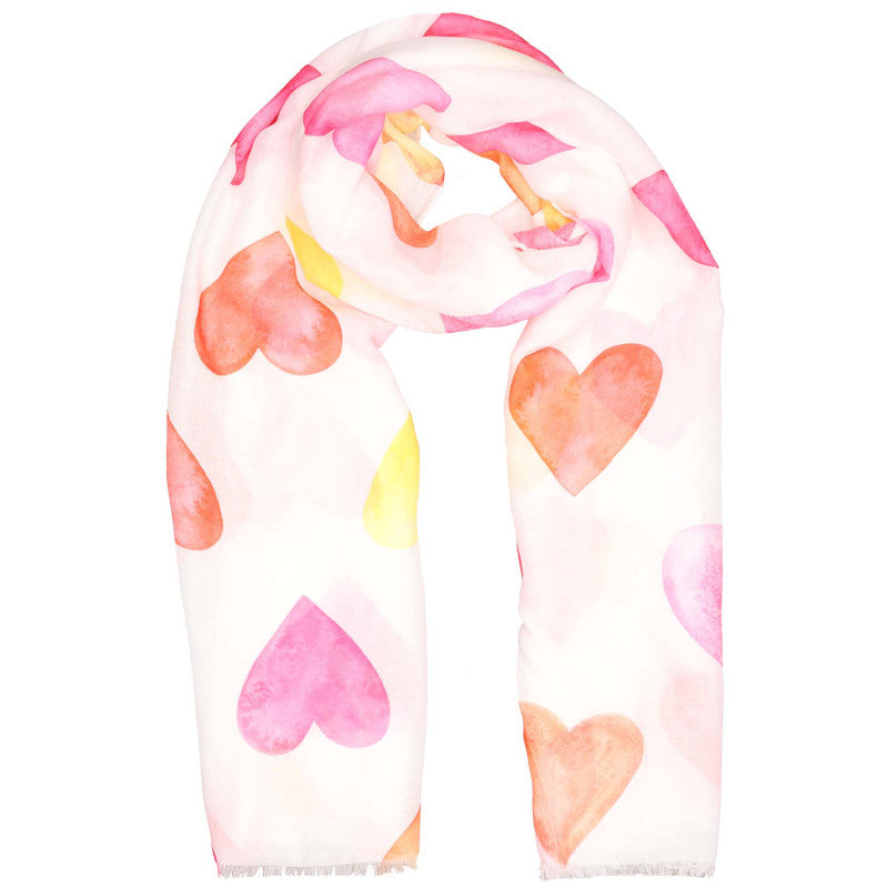 Tuch Fransen Sommer Herzen Pink Rot Orange Gelb