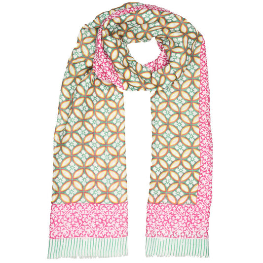 Tuch Mosaik Streifen Ornamente Gr N Pink