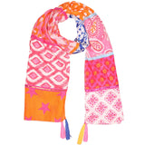 Tuch Pia Tasseln Bunte Muster Leo Punkte Orange