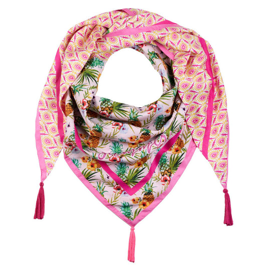 Viskose Dreieckstuch Tasseln Tropical Ananas Pink Kopie