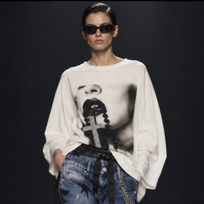 ROSE Shirt "ICON CROSS", weiß/schwarz