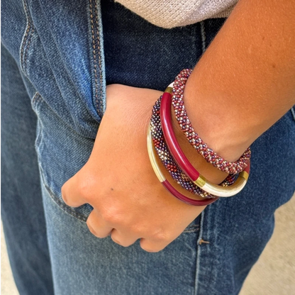 Maison KIZO - nepalesisches Roll-on Armband, marine/bordeaux