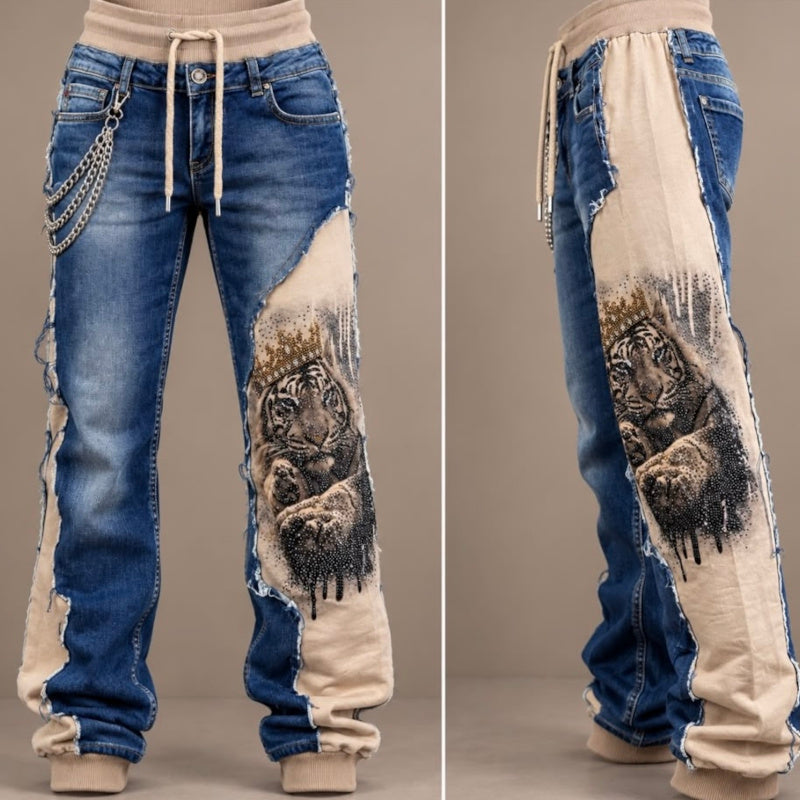 ROSE Jeans "TIGER KING" mit Strass und Ketten