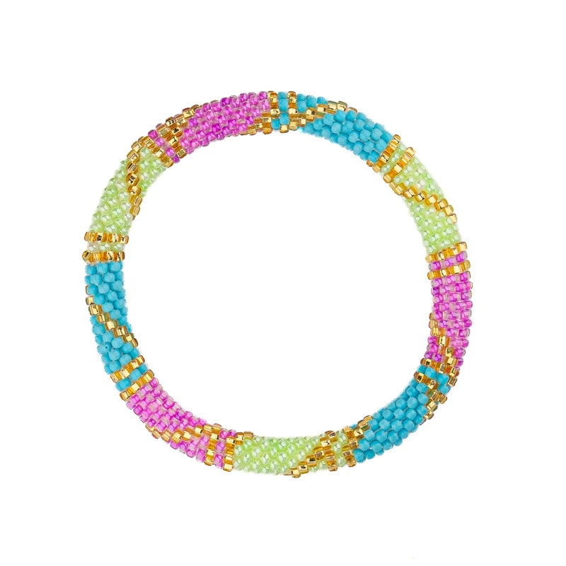 Maison IZEL - Nepalesisches Roll-on Armband, pink/mint/blau