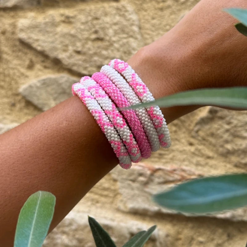 Maison KIZO - Charity Perlenarmband "PINKTOBER", weiß/pink