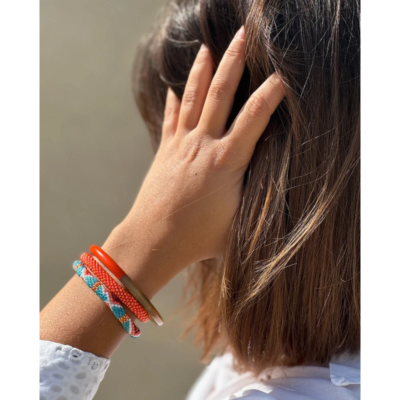 Maison KIZO - nepalesisches Roll-on Armband, korallenorange