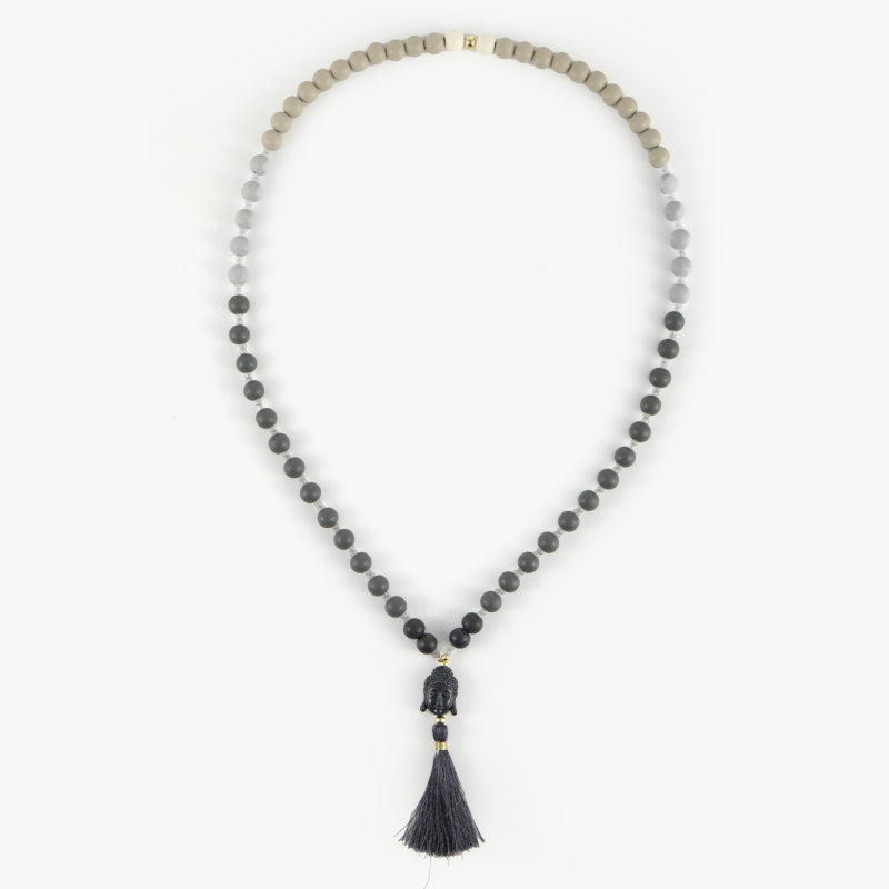 Giuno Holzperlenkette Mit Buddhakopf Und Quasten Anhaenger Kru177 85