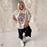 ROSE Hoodie "TIGER KING" mit Strass, beige