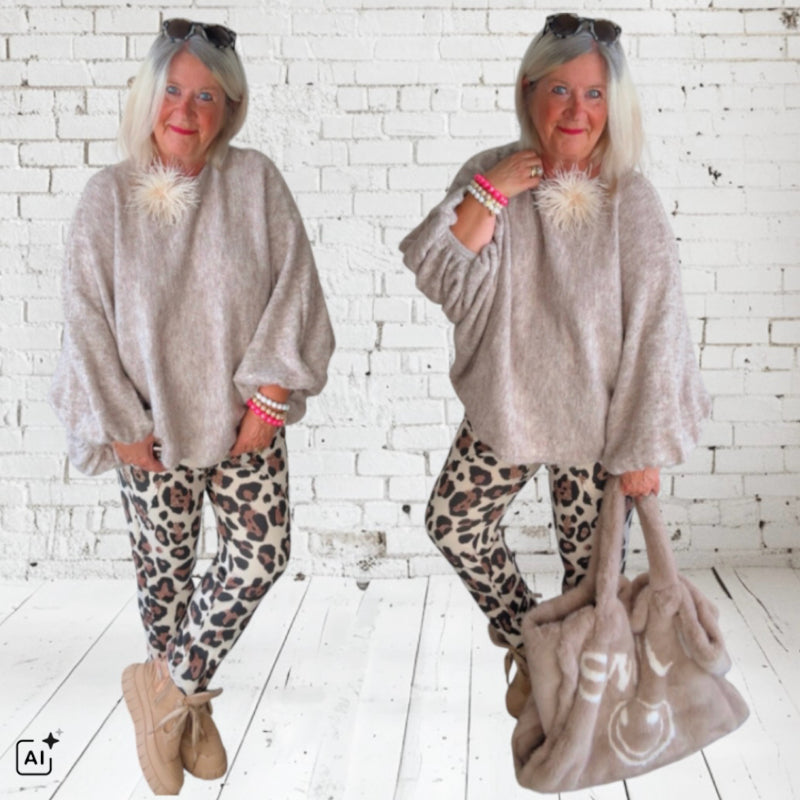ZETA OTTO Pullover "BATWING", taupe